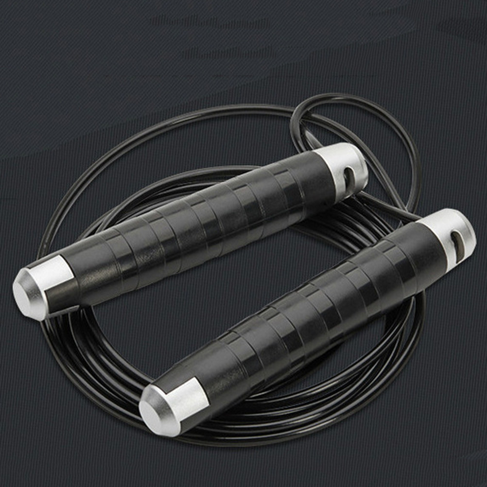 Speed Skipping Rope - เชือกกระโดดเหล็กสีดำ ระบบลูกปืน ด้ามจับตามหลักสรีรศาสตร์ สำหรับออกกำลังกาย ฟิตเนส เสริมสร้างความคล่องตัวและความเร็ว