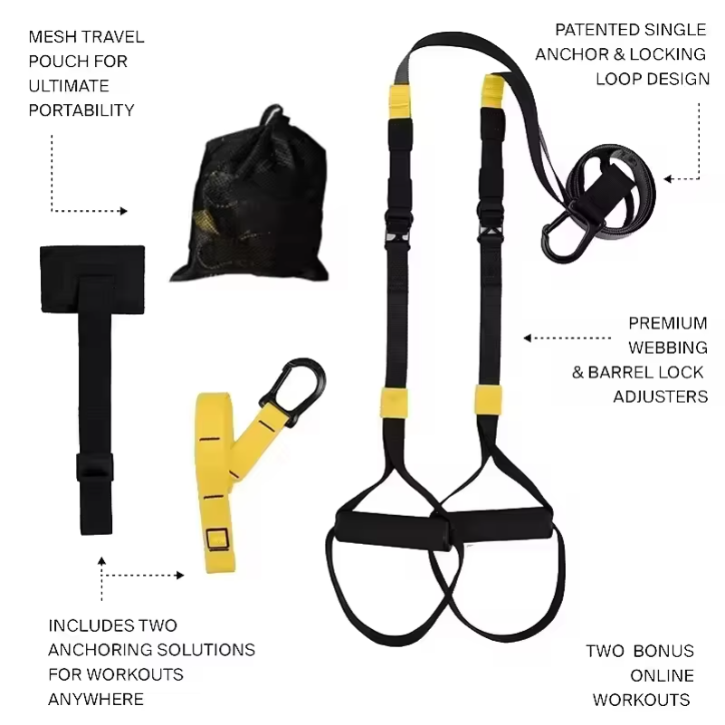 Yoga Fitness Trx - สายรัดออกกำลังกายแบบแขวนสำหรับฝึกความแข็งแรงและพลัง สายโยคะปรับระดับได้ ติดผนัง ใช้สำหรับการฝึกแบบ TRX ระดับมืออาชีพ