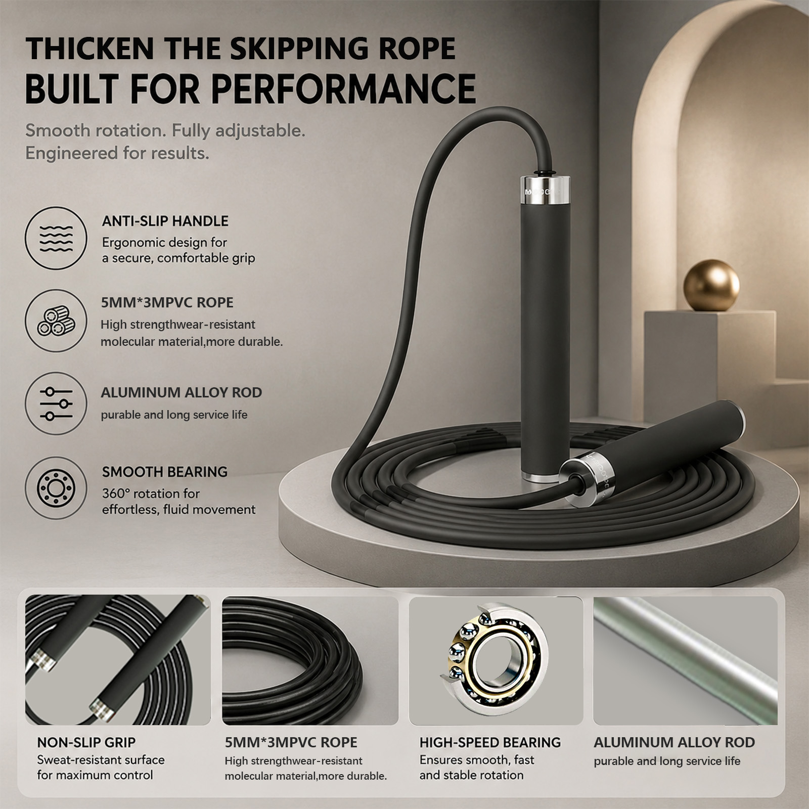 Speed Skipping Rope - เชือกกระโดดสำหรับออกกำลังกาย ชกมวย ลดน้ำหนัก สำหรับผู้ใหญ่ ปรับความยาวได้ สำหรับผู้เริ่มต้น