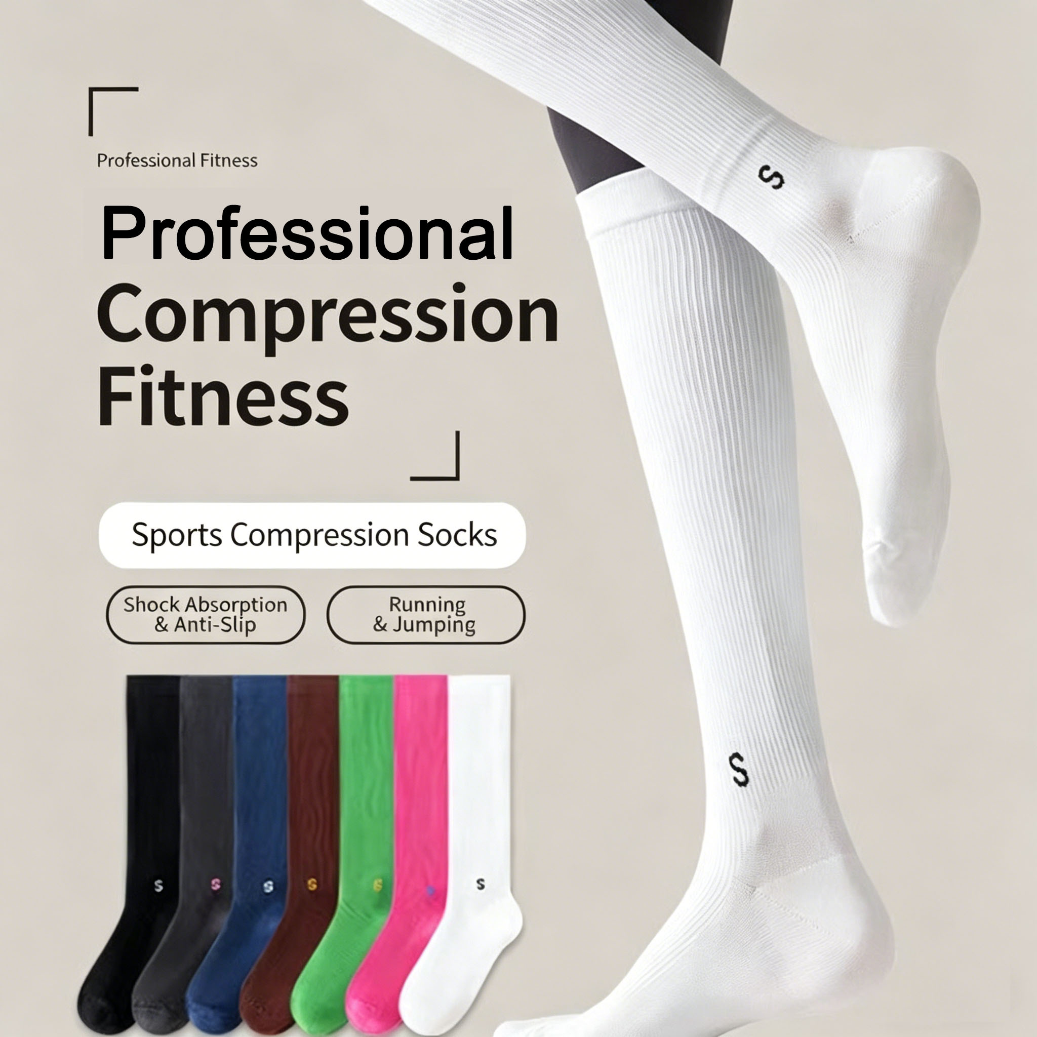Speed Skipping Rope - ถุงเท้ากีฬาแบบมีแรงกดกระชับสำหรับผู้หญิง ระบายอากาศได้ดี เหมาะสำหรับวิ่ง กระโดดเชือก ฟิตเนส และกระชับสัดส่วนในช่วงฤดูร้อน