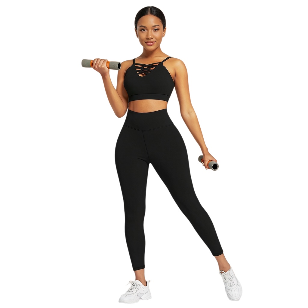 Yoga Fitness Women - ชุดโยคะฟิตเนสสำหรับผู้หญิง 3 ชิ้น - ชุดออกกำลังกายแขนยาว เสื้อฮู้ดครอป
