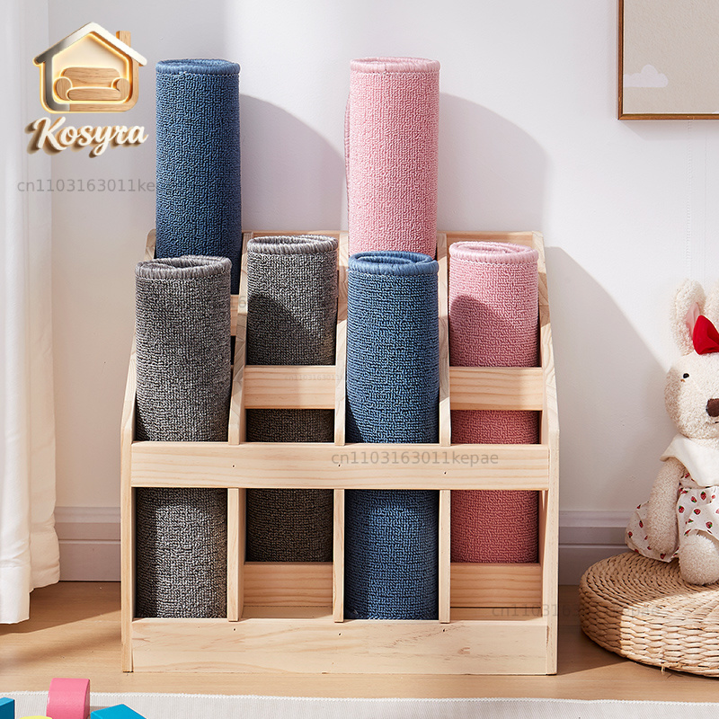 Yoga Fitness Room - ชั้นวางของไม้เนื้อแข็งสำหรับจัดเก็บอุปกรณ์ออกกำลังกาย ชั้นวางโชว์อุปกรณ์ฟิตเนสในห้องเรียน ชั้นวางอุปกรณ์โยคะแบบหลายช่อง