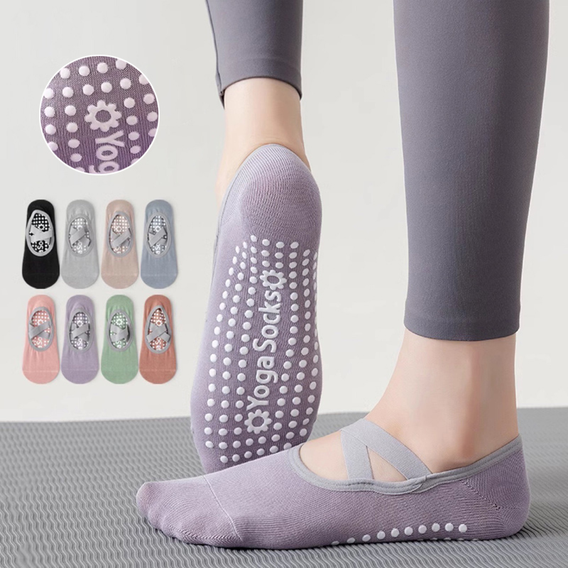 Yoga Fitness Women - Breathable ผ้าเช็ดตัวด้านล่างถุงเท้าโยคะผู้หญิงซิลิโคนลื่นผ้าพันคอพิลาทิสถุงเท้าสุภาพสตรีบัลเล่ต์เต้นรําฟิตเนสออกกําลังกายถุงเท้าผ้าฝ้าย