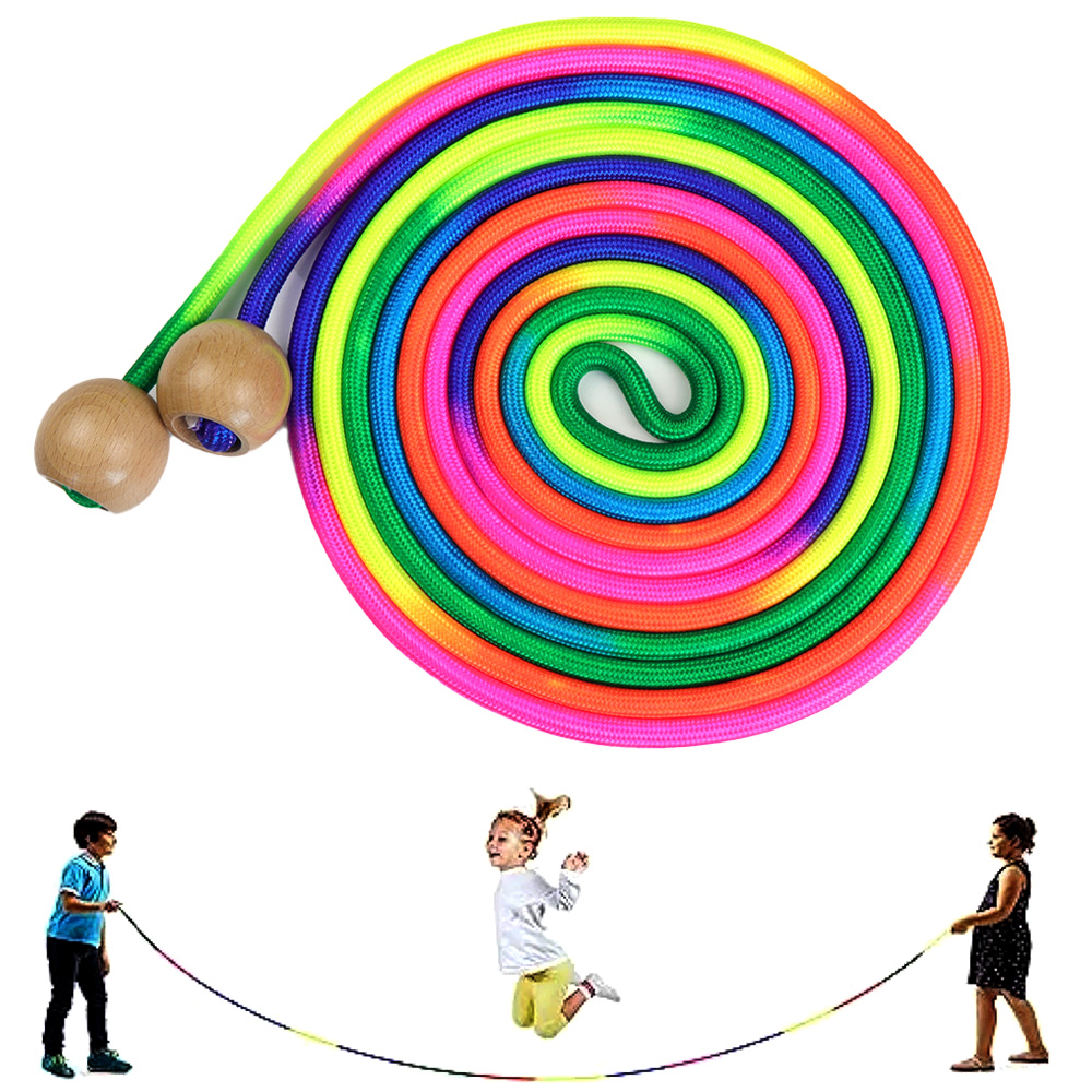 Speed Skipping Rope - เชือกกระโดดยาวสีรุ้ง 5M สําหรับเด็กและนักเรียน – ด้ามจับกันลื่น เชือกกระโดดความเร็วสําหรับเกมกลุ่มและฟิตเนสในโรงเรียน