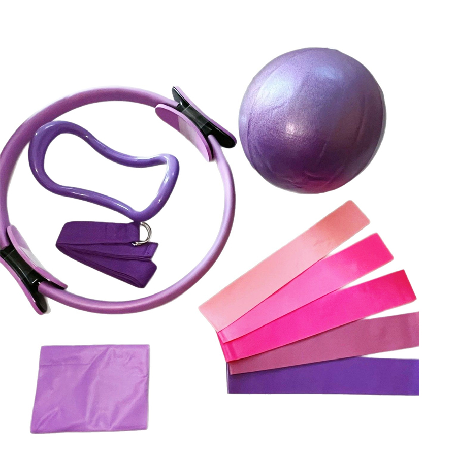 Yoga Fitness Ring - ชุดอุปกรณ์ออกกำลังกายที่บ้าน 5 ชิ้น พร้อมโลโก้สั่งทำพิเศษ ประกอบด้วย ลูกบอลพิลาทิสทรงกลมขนาด