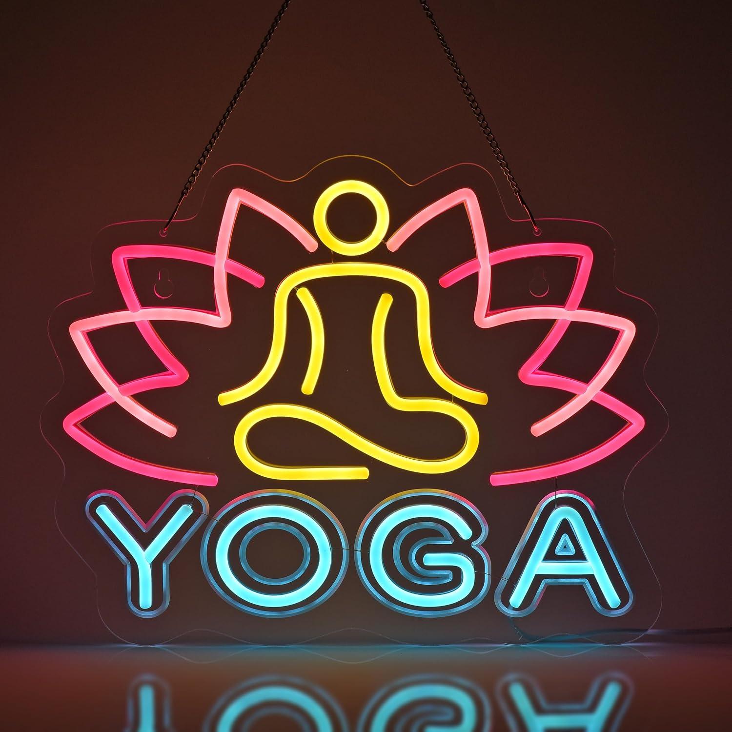 Yoga Fitness Room - ป้ายไฟนีออนโยคะ ไฟ LED ปรับความสว่างได้ สำหรับสตูดิโอโยคะ ห้องทำสมาธิ