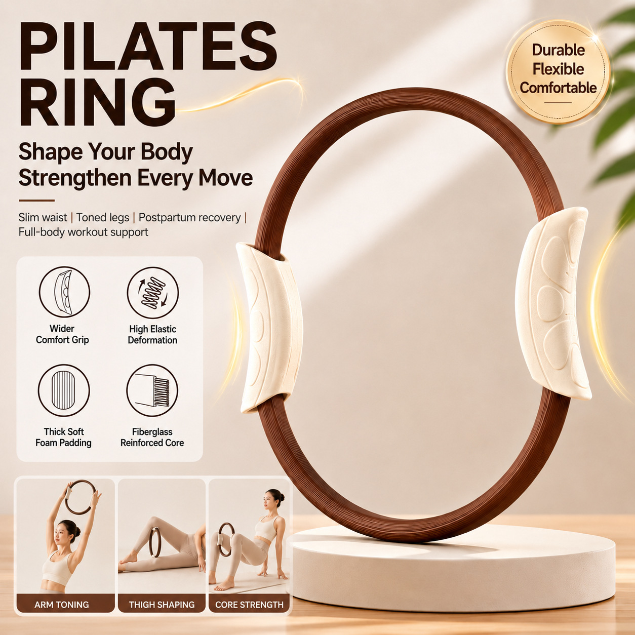 Yoga Fitness Ring - ห่วงพิลาทิส, ห่วงโยคะ, อุปกรณ์ฝึกกล้ามเนื้ออุ้งเชิงกราน, อุปกรณ์ช่วยออกกำลังกายเพื่อปรับรูปร่าง, สายยางยืดสำหรับสร้างกล้ามเนื้อขา