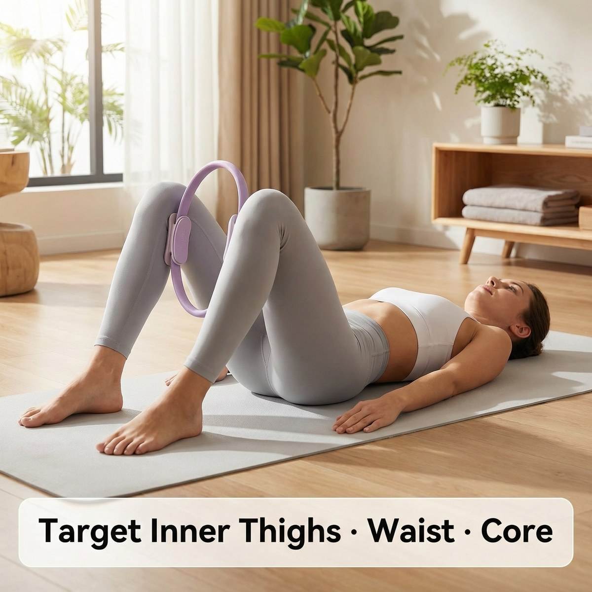 Yoga Fitness Ring - วงแหวนพิลาทิสขนาด 38 ซม. วงเวียนโยคะสำหรับฝึกกล้ามเนื้อต้นขาและกระชับกล้ามเนื้ออุ้งเชิงกราน อุปกรณ์ออกกำลังกายที่บ้าน
