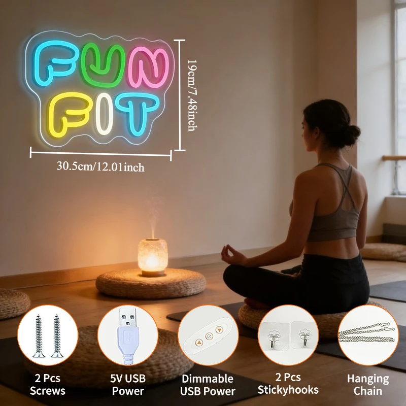 ป้ายไฟนีออน LED รูปทรงการ์ตูน  - Yoga Fitness Room บทวิจารณ์และราคา
