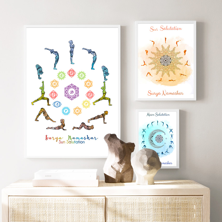 โยคะ Pose Sun Moon Salutation  - Yoga Fitness Room บทวิจารณ์และราคา