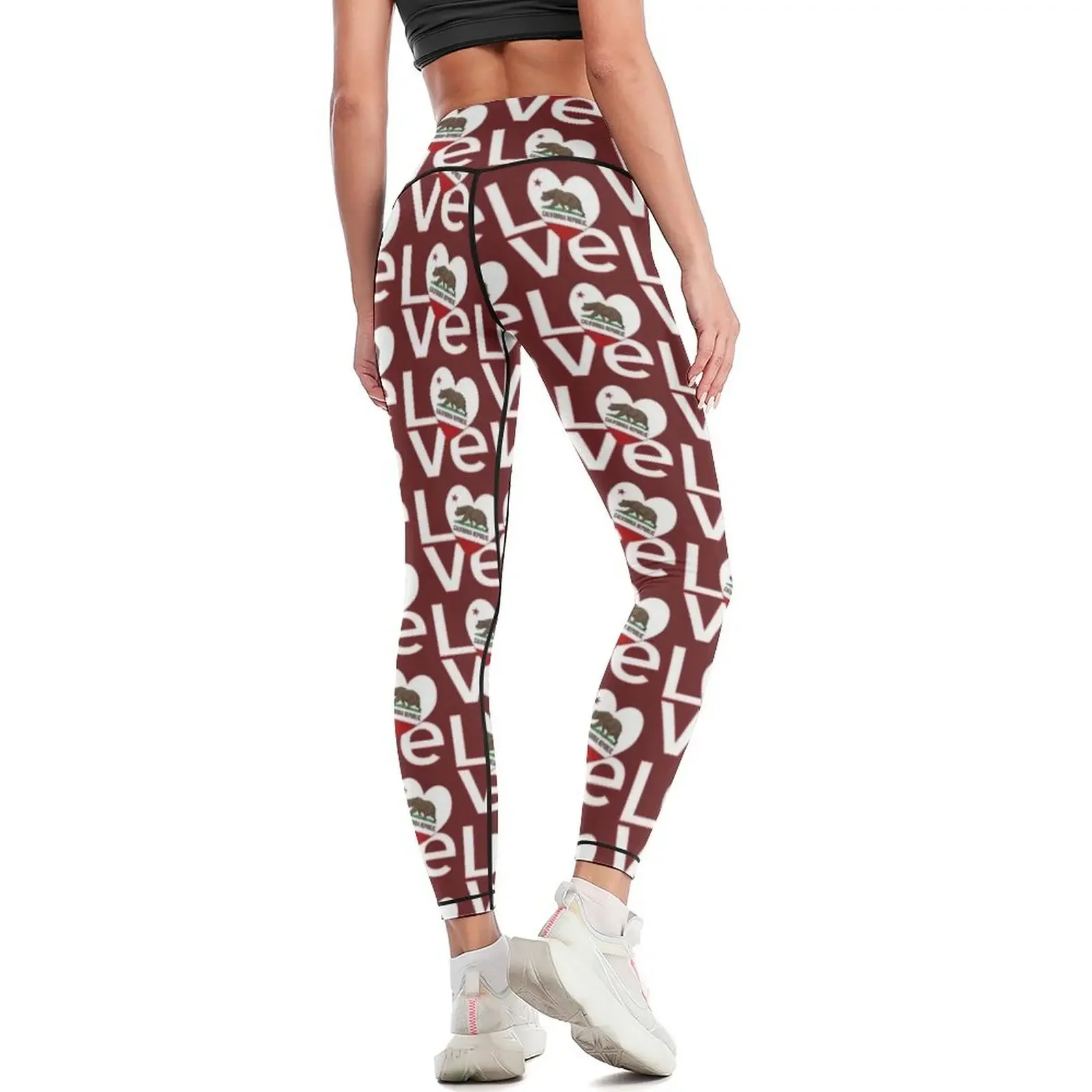 กางเกงเลกกิ้งสีแดงขาว Californ - Yoga Fitness California บทวิจารณ์และราคา