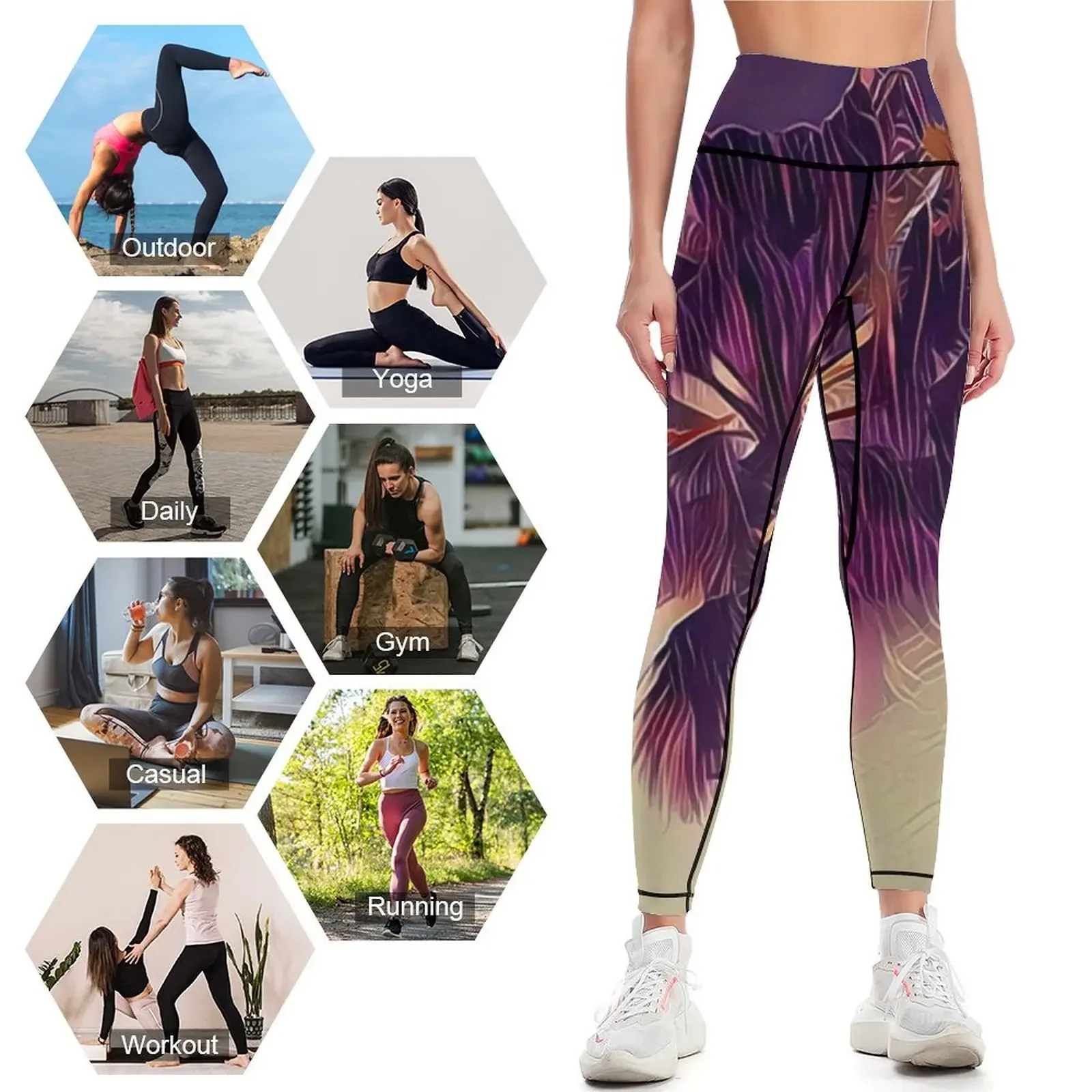 กางเกงเลกกิ้ง California Palm  - Yoga Fitness California บทวิจารณ์และราคา