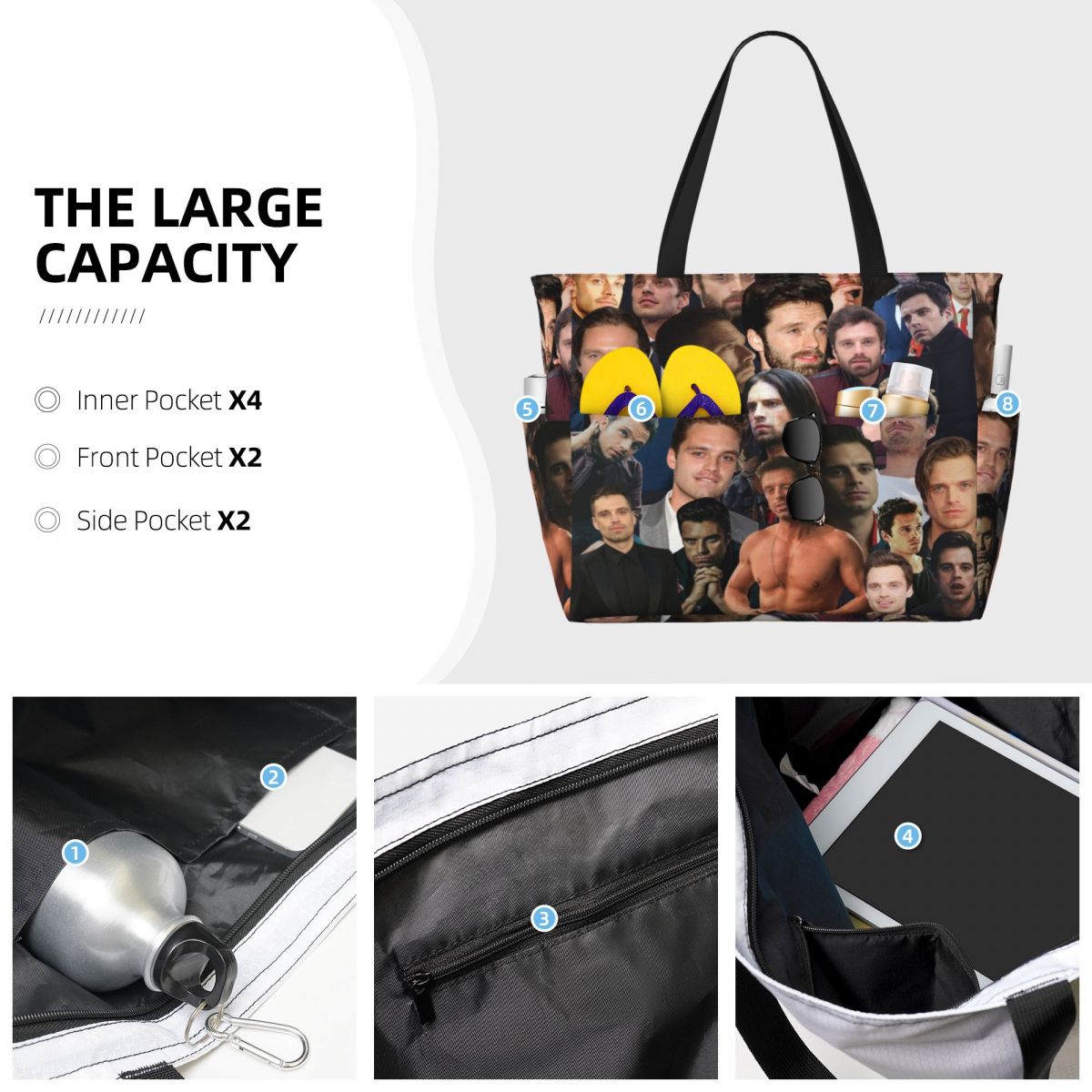 กระเป๋าโท้ทลายภาพคอลลาจของเซบา - Yoga Fitness Gym Photos บทวิจารณ์และราคา