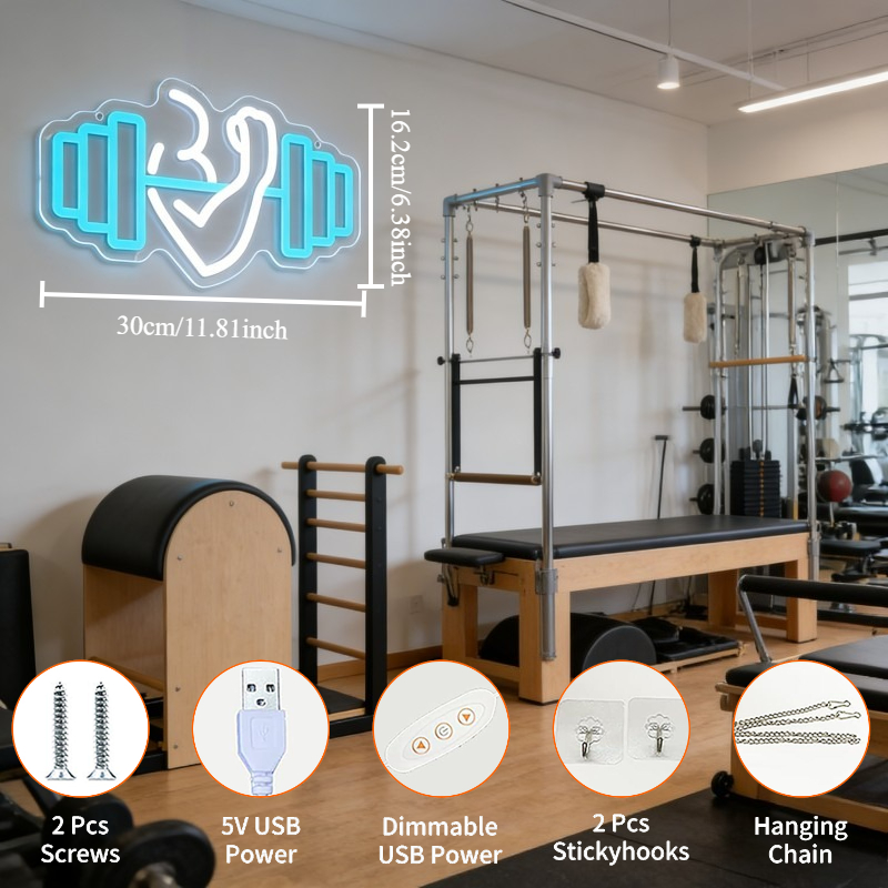 ป้ายไฟนีออนรูปดัมเบลบicep สำหร - Yoga Fitness Room บทวิจารณ์และราคา