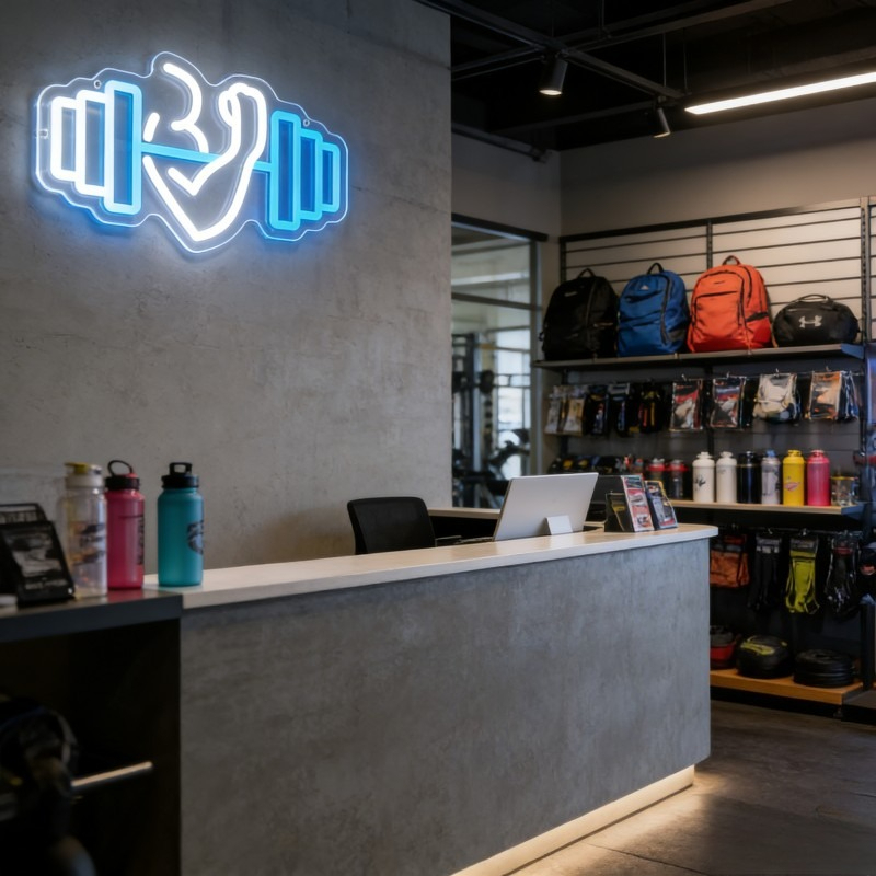 ป้ายไฟนีออนรูปดัมเบลบicep สำหร - Yoga Fitness Room บทวิจารณ์และราคา